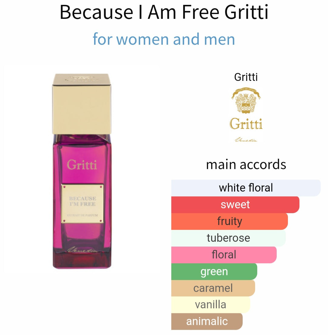 Because I'm Free - Gritti, Extrait de parfum 0.8ml, 2ml, 5ml sample